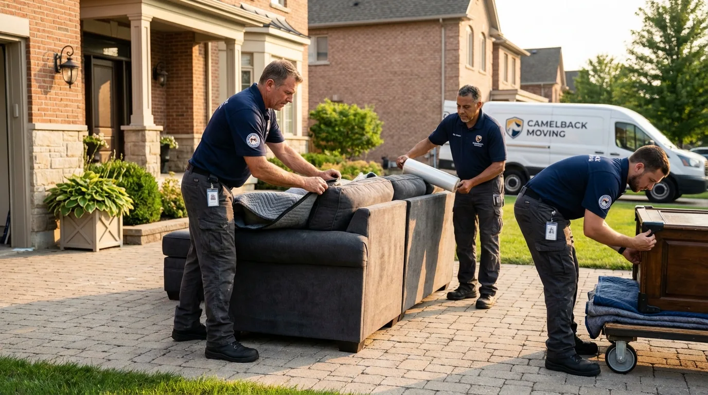 Large estate moving crew wrapping furniture in North Vernon, IN