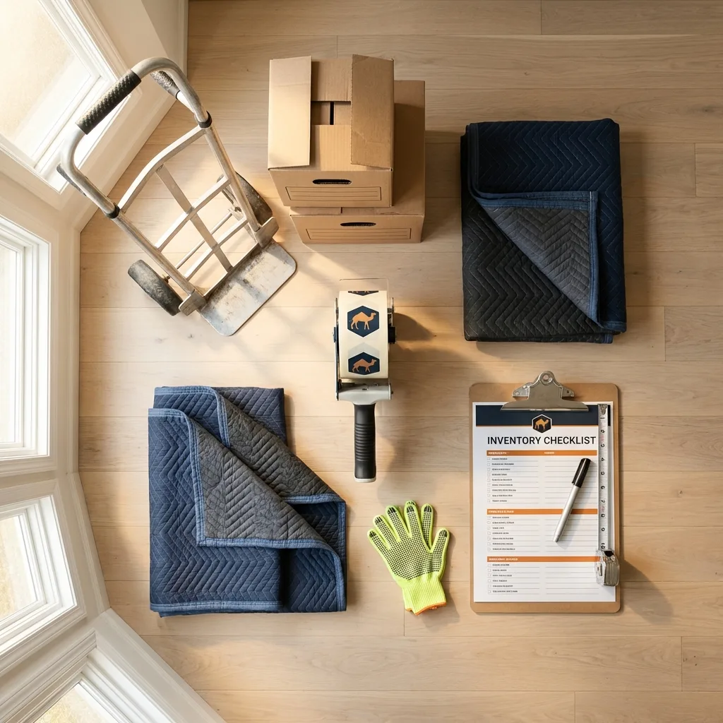 Professional moving supplies and packing materials layout for North Vernon residential relocations